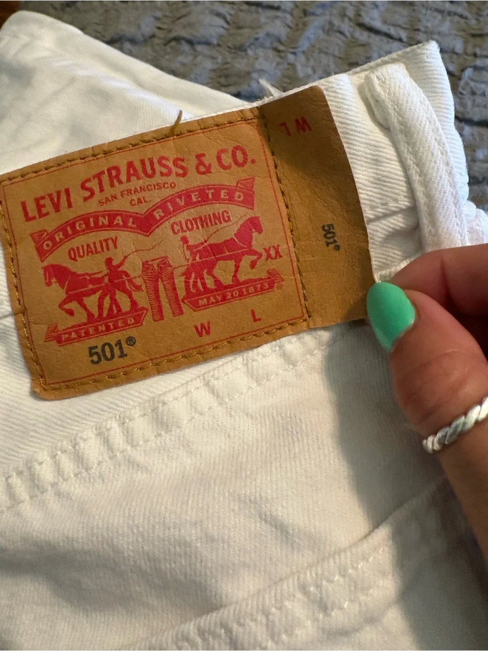 Levi’s 501 White Straight Leg Jeans Men’s 36x35 Button Fly Denim‎ Pants (1099)
